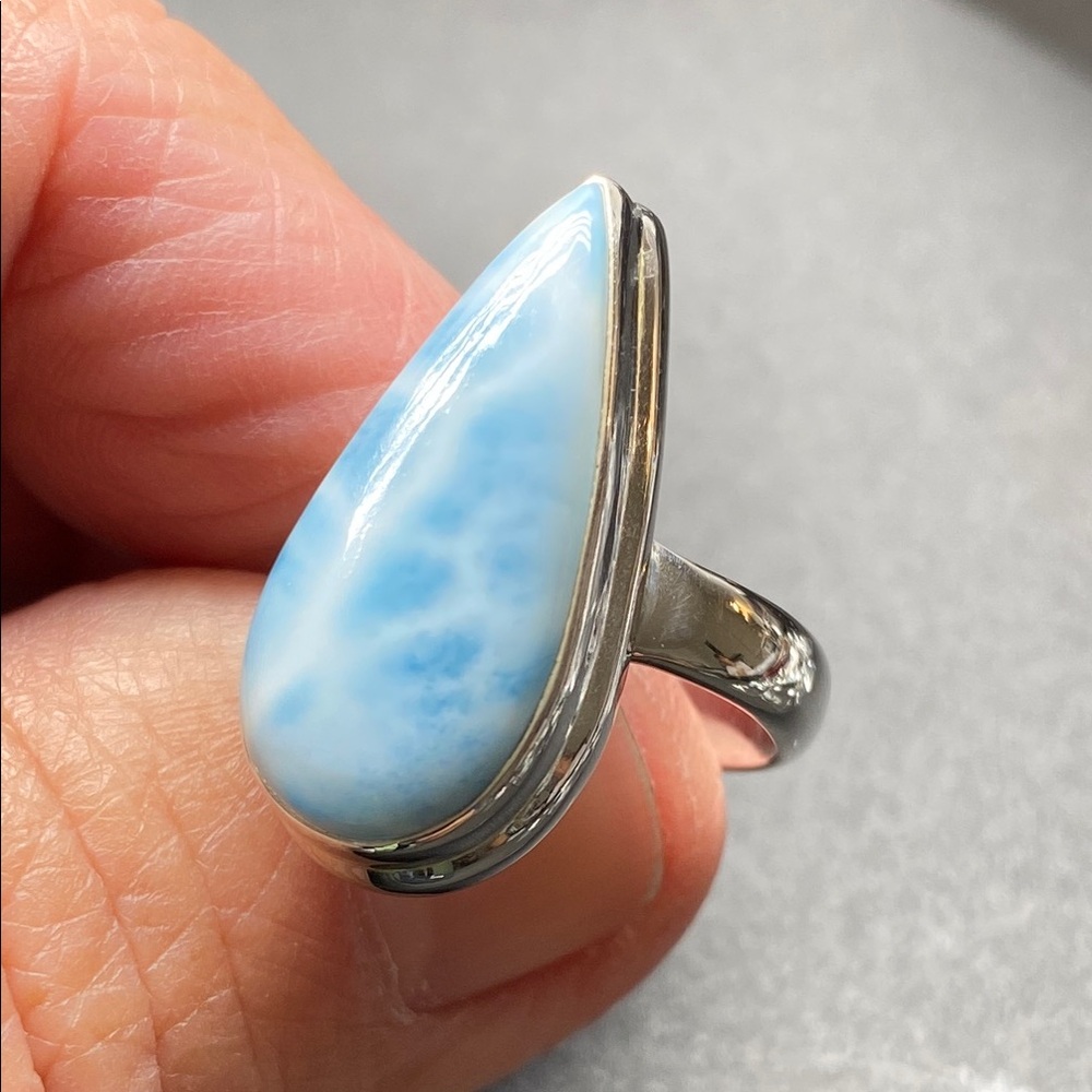 Larimar Ring Size 6 In Solid Sterling Silver 925 - image 3